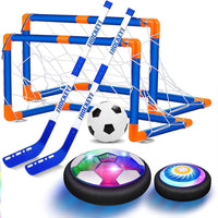2-in-1 Hover Hockey Soccer Ball Set LED Lighting Floating Air Football Toys for Kids