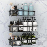 5Pcs Adhesive Shower Caddy Bathroom Wall Organizer Rack Black
