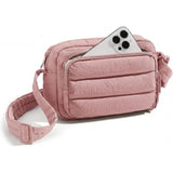 Large Capacity Lightweight Down-Feel Crossbody Bag for Commute Travel Sports Pink