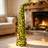 1.5m Collapsible Crooked Christmas Tree PET Tinsel Decoration Light Green