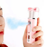 Portable USB Rechargeable Facial Mist Sprayer Mini Humidifier for Travel Home Pink