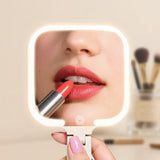 Touch Control 3-Color Lighting Makeup Mirror Portable Folding Vanity Mirror with Stepless Dimming