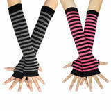 3 Pairs Long Fingerless Gloves Gloves Arm Cover Striped Cotton Wrist Sleeves Arm Warmer