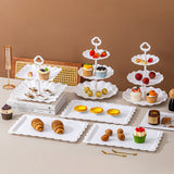 10 PCS Cake Stand Set with 6 Tiered Cupcake Stands 4 Square Trays for Party Wedding Dessert