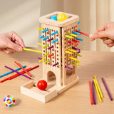 3-in-1 Wooden Tower Game – Stick Pulling & Balance Board for Family Play