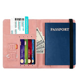 RFID Passport Cover and Luggage Tag Set PU Leather Travel Organizer Pink