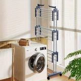 4 Tier Folding Drying Rack with Wheels Clothes Air Drying Rack Gray