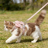 Bow Cat Harness Adjustable Kitten Harness with Leash for Walking Outdoor