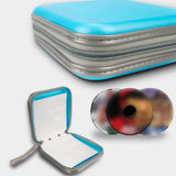Water-Resistant 40-Disc CD Storage Case Hard Shell CD Holder with Individual Sleeves Zipper Organizer for Music Games Data Discs Light Blue