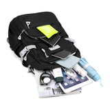 Solid Nylon Backpack Teenage Girls School Shoulder Bag Black