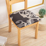 4PCS Stretch Chair Seat Covers Printed Washable Seat Cushion Slipcovers for Dining Chairs Style 2
