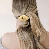 3Pcs Metal Hair Ties Stylish Geometric Design Elastic Gold Ponytail Holders
