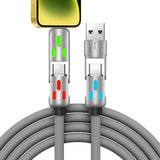 240W 4 in 1 Charging Cable For Apple Android Lightning Cable USB Type-C Gray