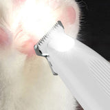 Cordless Pet Paw Trimmer with LED Light Dual-Speed Electric Grooming Tool for Dogs Cats White