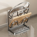 Kitchen Pot Lid Storage Rack Carbon Steel Double-Layer Holder & Spoon Rest for Kitchen Counter Space Saving Grey