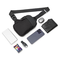 Travel Sling Bag for Men Small Crossbody Bag Water-resistant Casual Phone Chest Bag Black