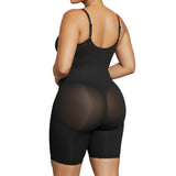 Seamless Bodysuit with Front Zipper Hook and Adjustable Straps Black