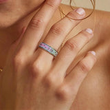 3 PCS Stainless Steel 360 Degree Spinner Ring Set Gold Silver Rainbow