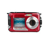 1080P Digital Underwater Camera with Dual Screen and 32GB TF Card Red