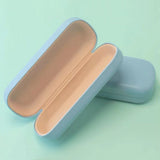 Unisex Hard Shell Glasses Case – PU Leather Travel Sunglasses Box Blue