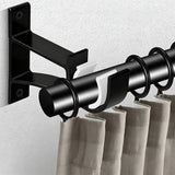 2PCS Metal Support Curtain Rod Pole Wall Bracket Holder Hook Rack Black