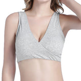 Women's Cross Front Wireless Bra Seamless Lounge with Removable Pads Light Gray