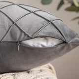 Velvet Cushion Cover Rhombus Pleated for Bedroom Sofa Window Seat Gray