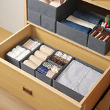6 Piece Foldable Drawer Bins Nonwoven Organizer 3 Sizes with Zippers Gray