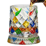 270ml Spinning Whiskey Tumbler Hand Painted Glass for Home Bar Style 3