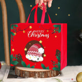 24 Pcs Christmas Halloween Gift Bags Nonwoven with Handles Red and Dark Green