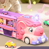 Unicorn Car Toys with Foldable Race Track and 6 Princess Cars for Girls