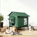 Cat House for Outside Winter Insulated Cat Shelter for Small to Medium Cats Green