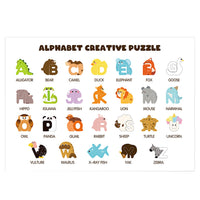 Wooden Alphabet Animal Puzzles – Matching Game Educational Toys for Kids
