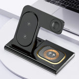 3-in-1 Wireless Charger Station Fast Charging Dock for Samsung Watch Wireless Charging Phone Headphones Black