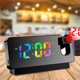 LED Digital Smart Alarm Clock with Time & Temperature Projection LCD Display Black