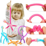 4Pcs Telescopic Suction Cup Giraffe Toy Fun Tube Toy Kid Toy