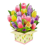 3D Popup Greeting Card Flower Paper Pop Up Cards Flower Bouquet for Mom Wife Style 3