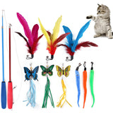 Interactive Cat Toy Set with Telescopic Wand and Feather Replacements Style 1