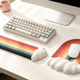 Rainbow Mouse Pad and Keyboard Wrist Rest Set Washable Silicone Memory Foam
