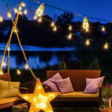 8M Solar String Lights Outdoor Vintage Rope Hemp Patio Bulb Lights for Christmas Garden Fence Balcony Style 1