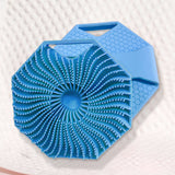 Silicone Body Scrubber Exfoliating Shower Brush with Anti-Slippery Handles Bathing Tool Blue