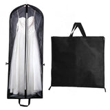 180cm Non Woven Garment Bag for Wedding Dresses Foldable Dust Cover with Clear Viewing Window Black