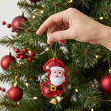 6 PCS Embroidered Padded Christmas Ornaments with Metal Jingle Bells