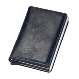 PU Leather Credit Card Holder Men's Money Cash Wallet Clip RFID Blocking Purse Blue