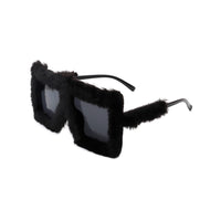 Y2K Fuzzy Decorative Glasses Retro Funny Oversized Square Glasses Trending Decor Black