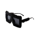 Y2K Fuzzy Decorative Glasses Retro Funny Oversized Square Glasses Trending Decor Black