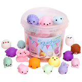 36Pcs Cute Animal Shape Soft Squeezable Toys with Storage Bucket Mochi Squishy Party Favors for Kids