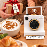 Camera Shaped Latte Art Stencil Retro Coffee Tool for Cafe Barista White