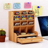 Wood Desk Organizer with Drawers for Art & Stationery Style 1