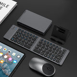 Wireless Keyboard Mouse Set Foldable Tri-Mode Bluetooth 2.4G Dark Gray